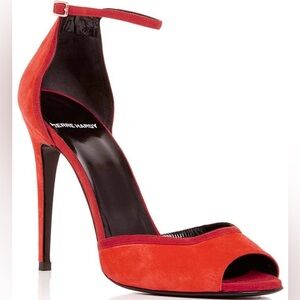 Pierre Hardy kid suede ankle strap heels  37.5